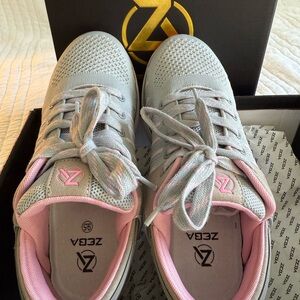 Zeba Women's Stylish Gray and Pink Sneakers